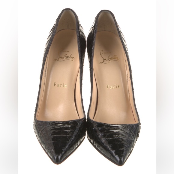 Christian Louboutin Black Shiny Croc Heels 37 - Picture 9 of 9